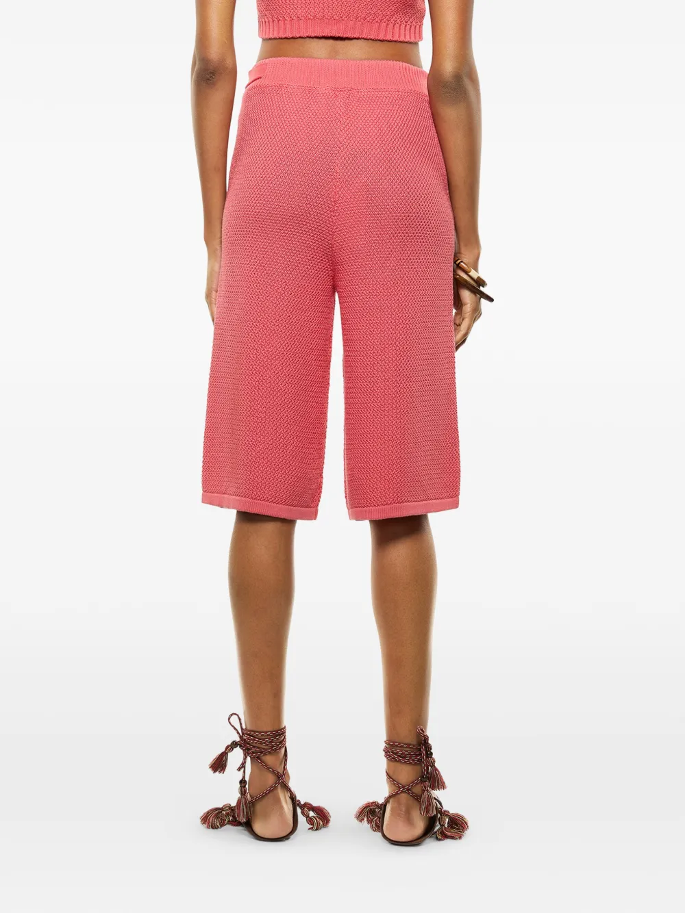  Laneus Knitted Knee-length Shorts - Pink 