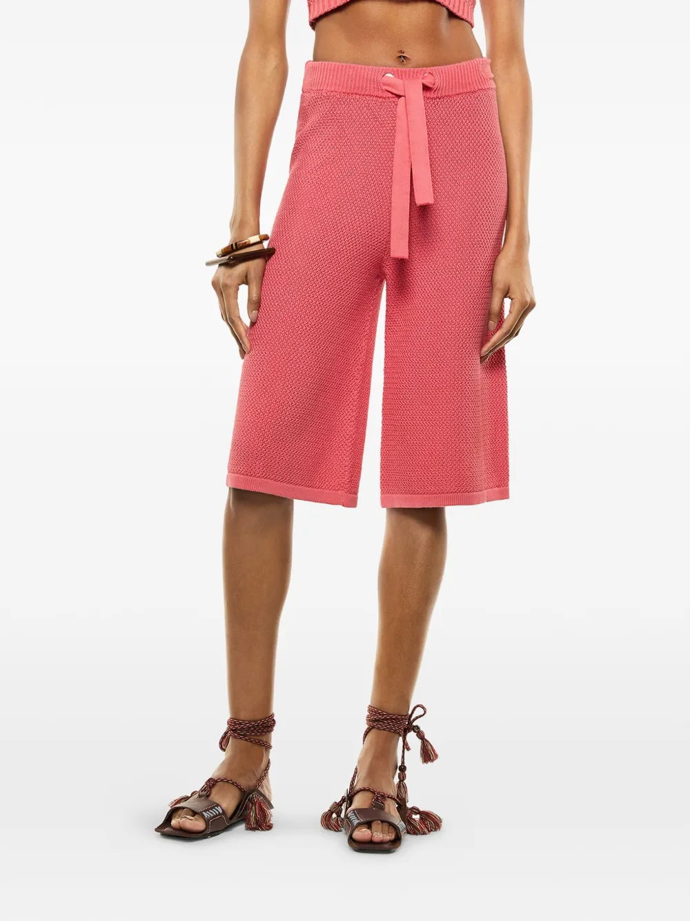  Laneus Knitted Knee-length Shorts - Pink 