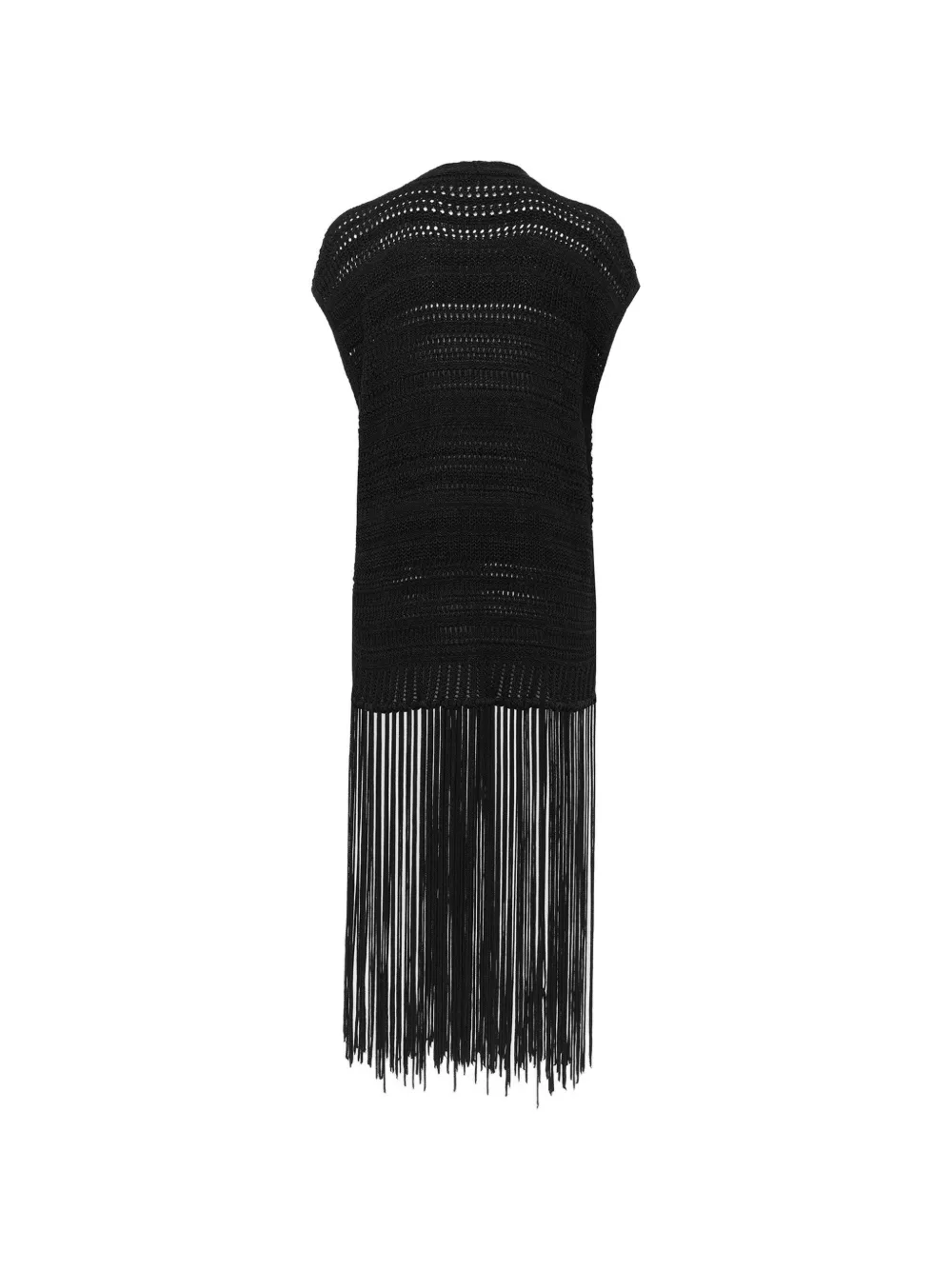  Laneus Fringed Knit Cardigan - Black 