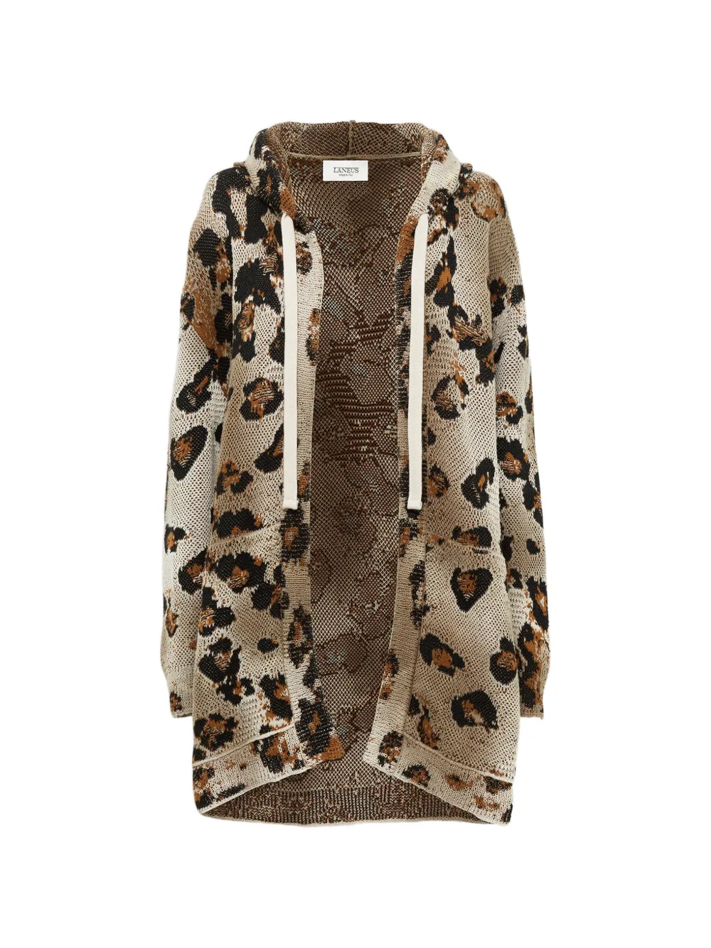 Laneus hooded leopard-print cardigan - Toni neutri