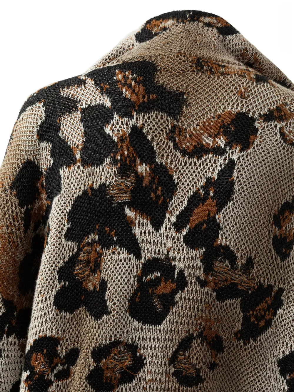 Laneus Vest met luipaardprint en capuchon Beige