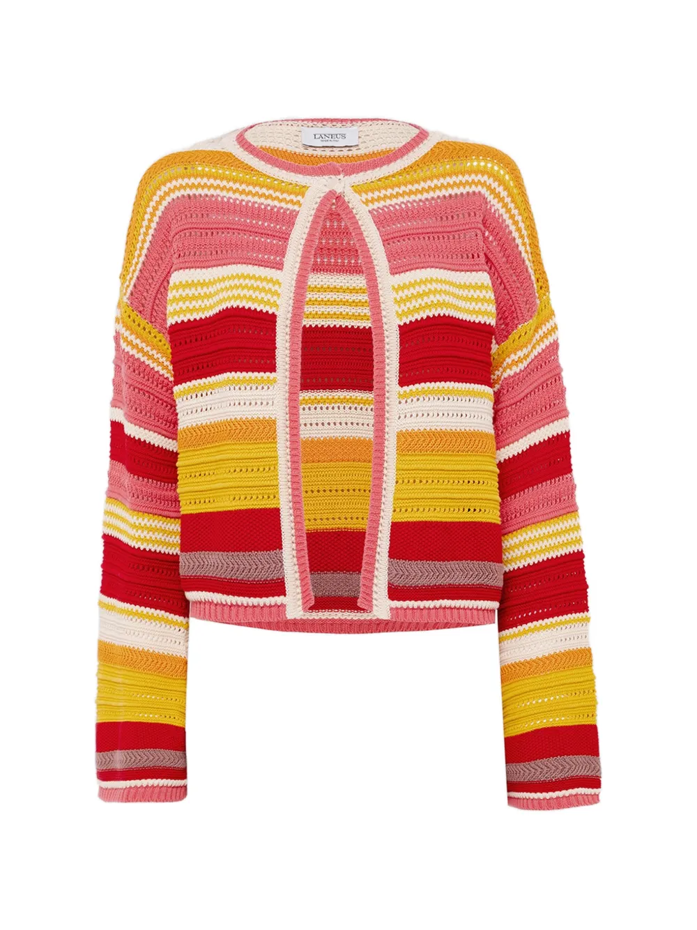 Laneus striped-pattern knitted cardigan - Rosso