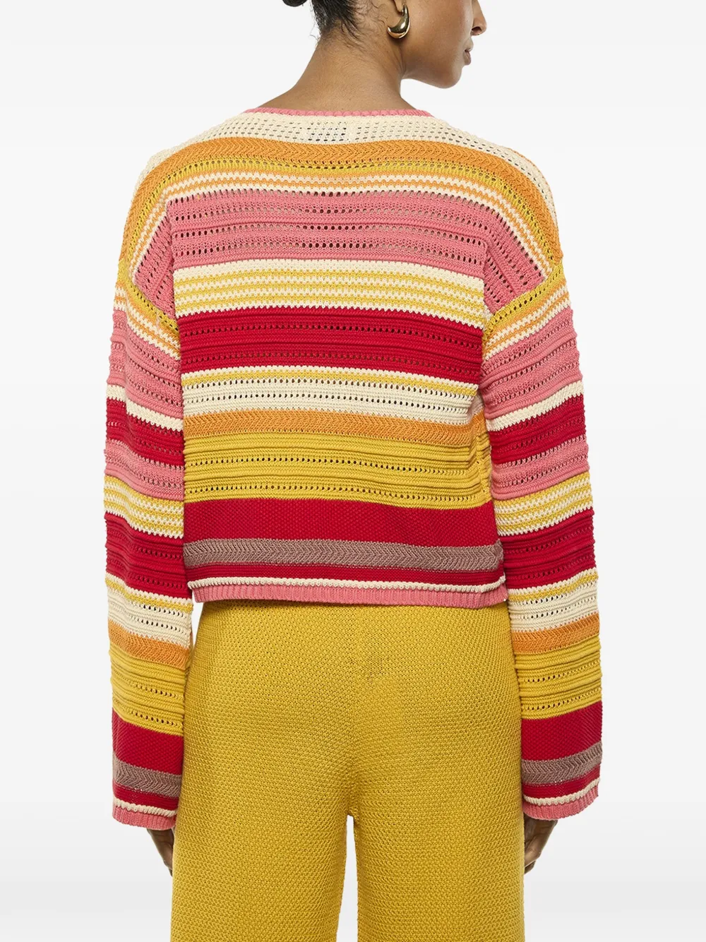 Laneus Gestreept gebreid vest Rood