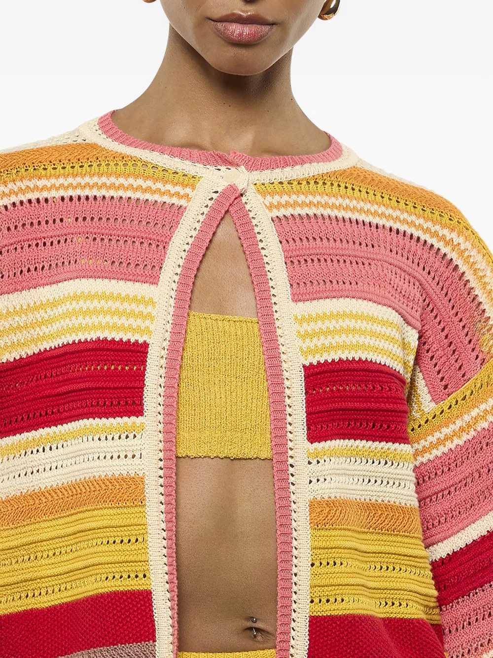 Laneus Gestreept gebreid vest Rood