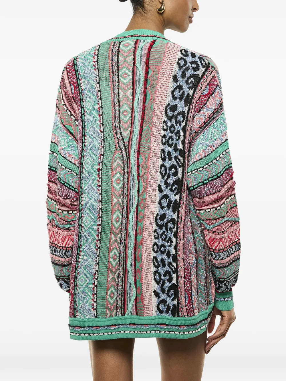 Open-Front Patterned Cardigan