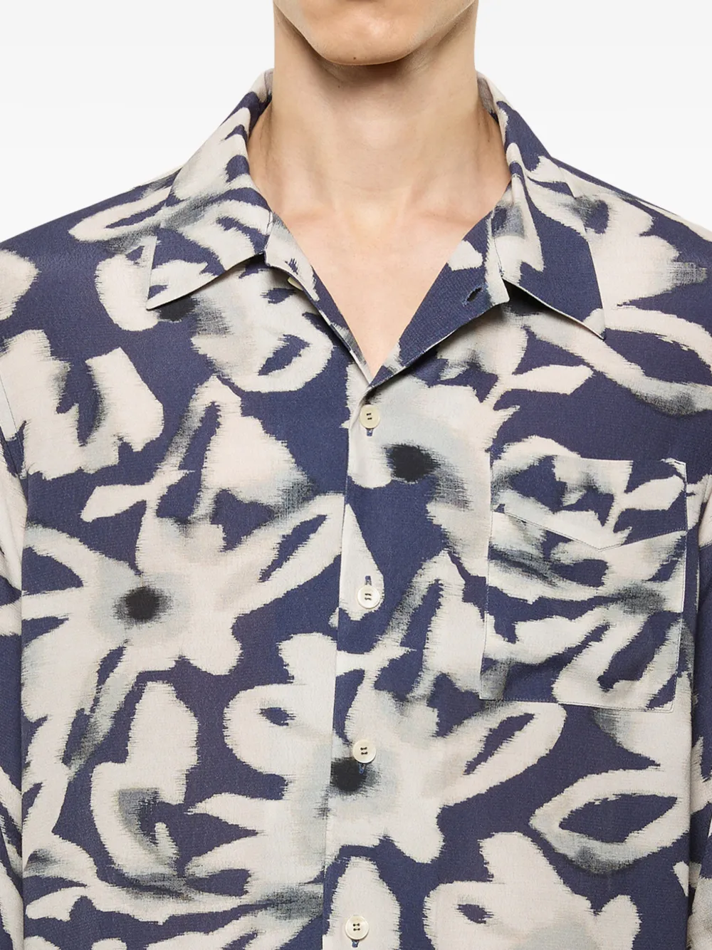Laneus Overhemd met bloemenprint Blauw
