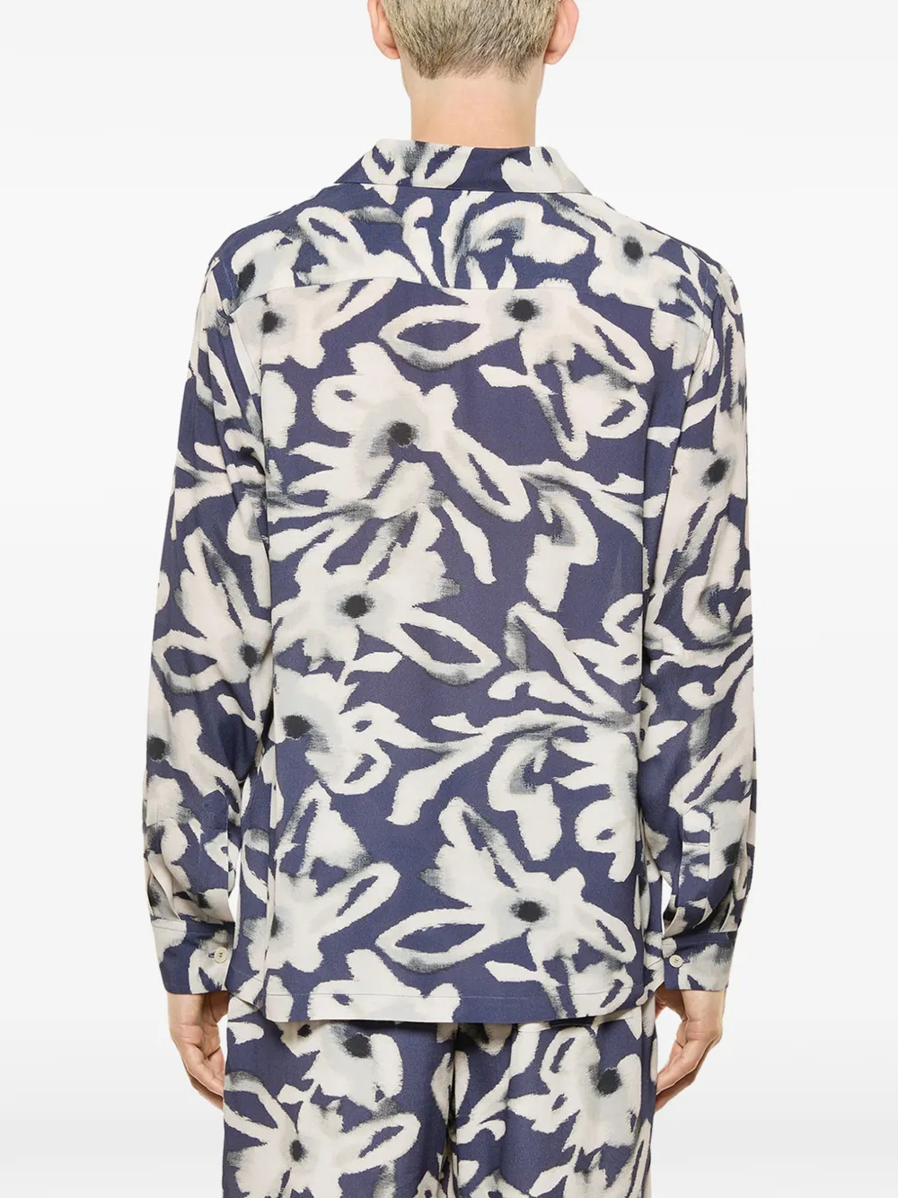 Laneus Overhemd met bloemenprint Blauw