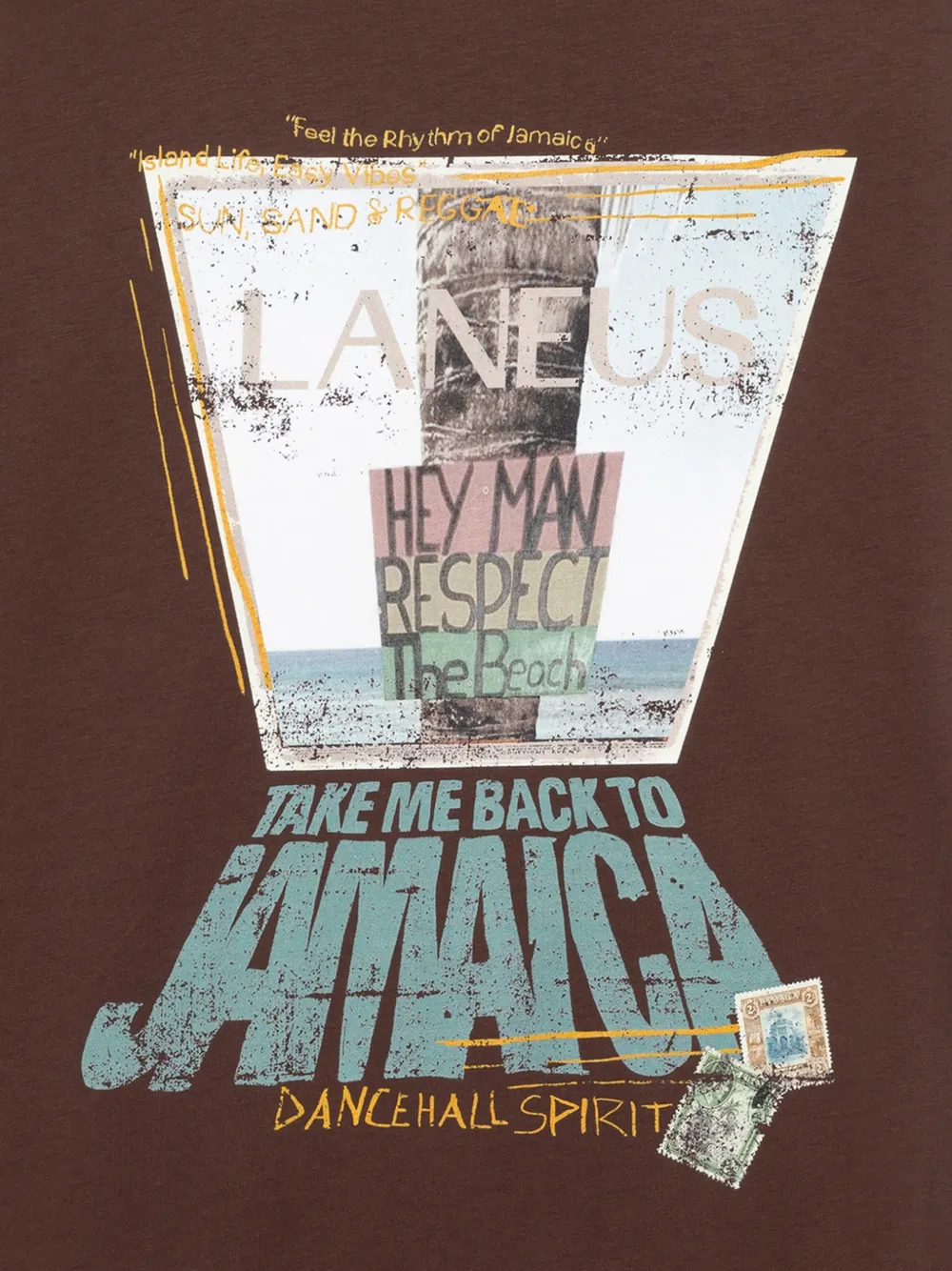 Laneus T-shirt met grafische print Bruin