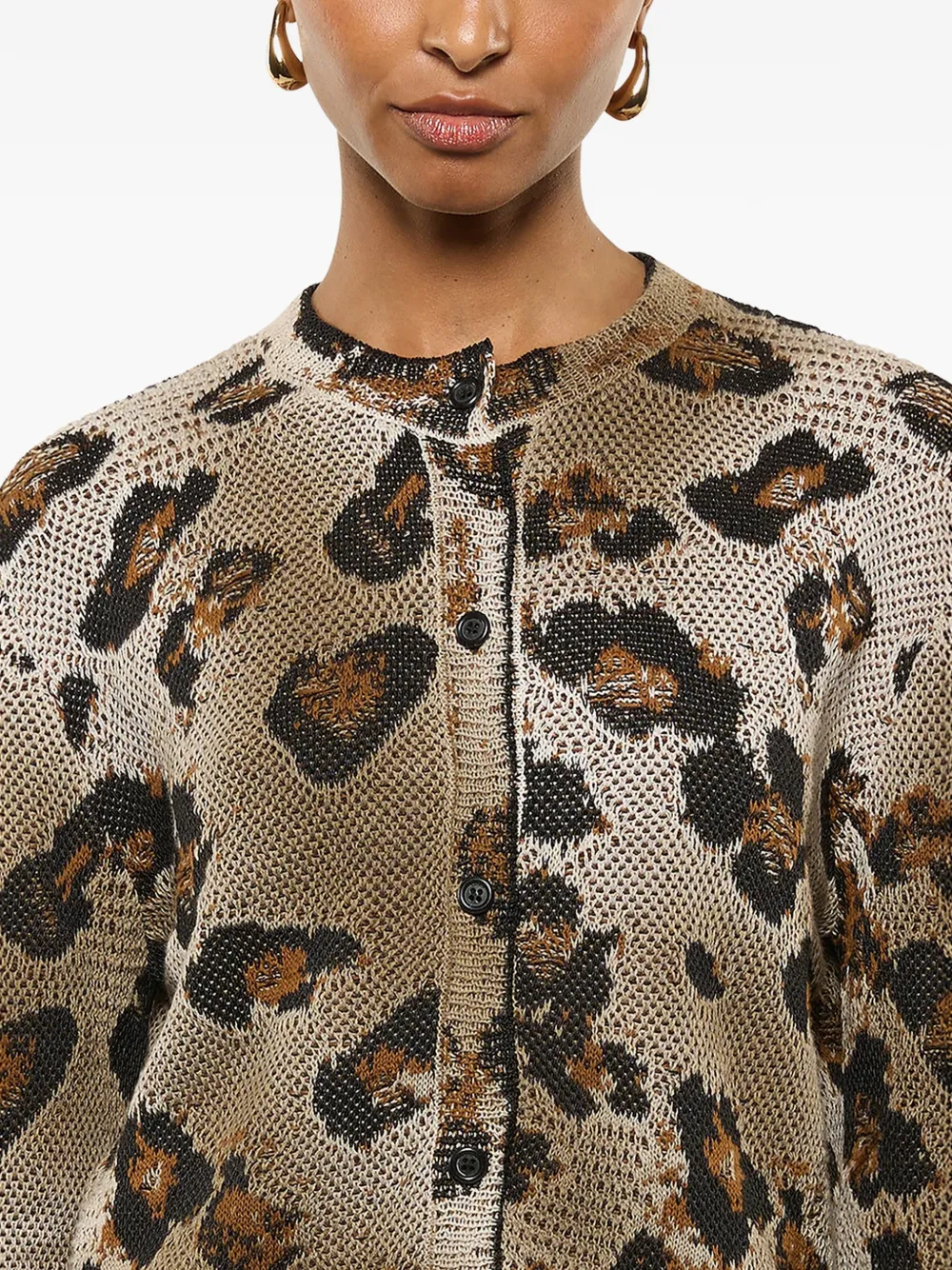Laneus Vest met luipaardprint Beige