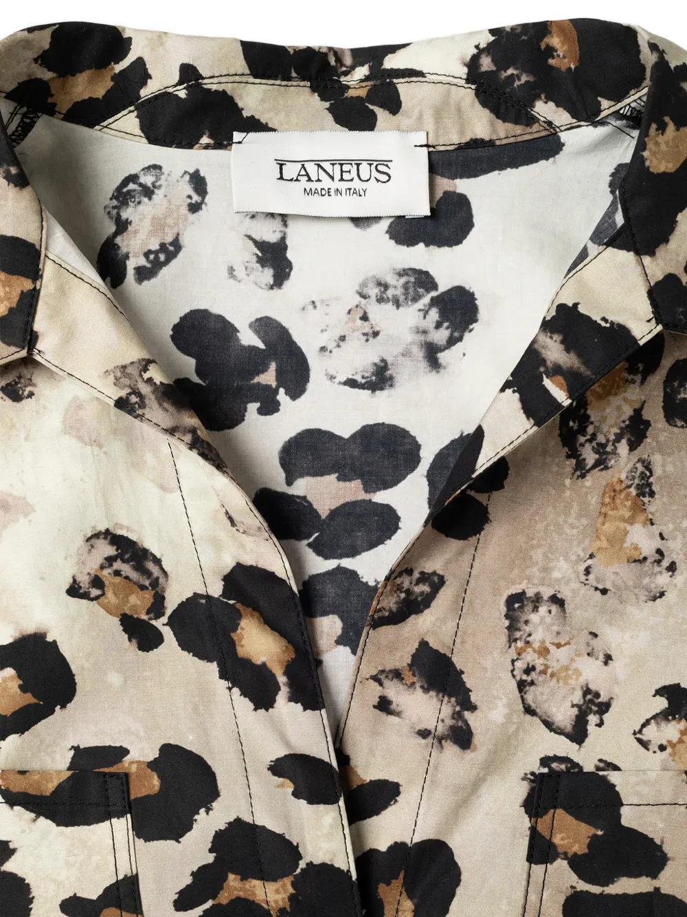 Laneus Overhemd met luipaardprint Beige