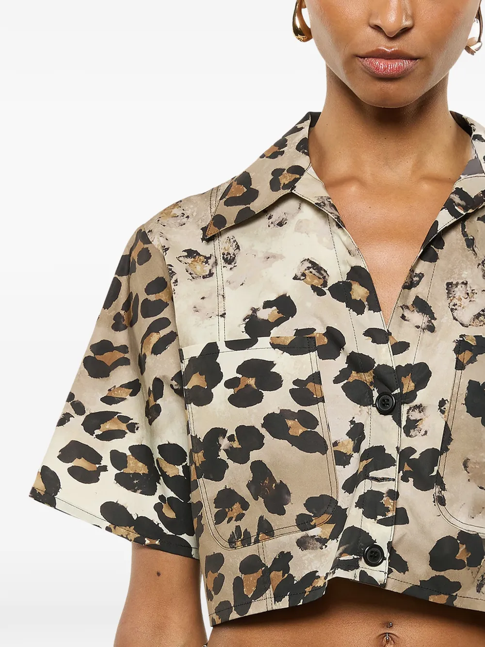  Laneus Leopard-print Patch-pocket Shirt - Neutrals 