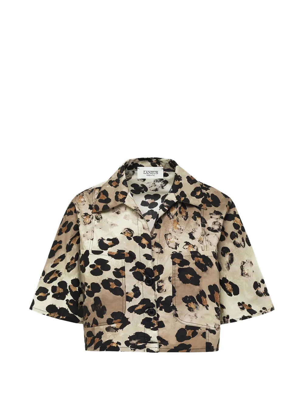 Laneus leopard-print patch-pocket shirt - Toni neutri