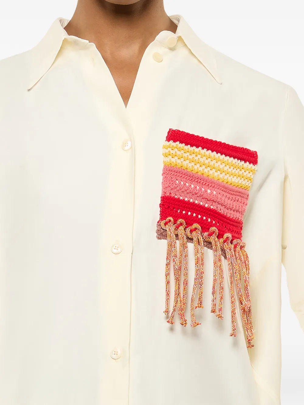  Laneus Fringed-pocket Shirt - Neutrals 