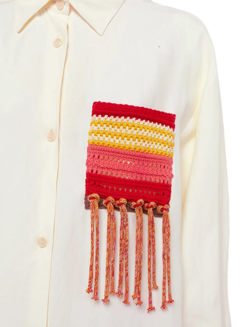 Laneus Blouse met franje en zak Beige