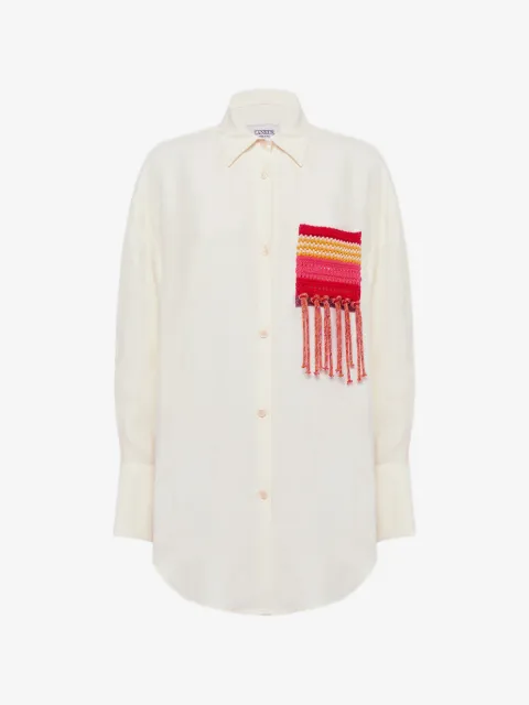 Laneus fringed-pocket shirt
