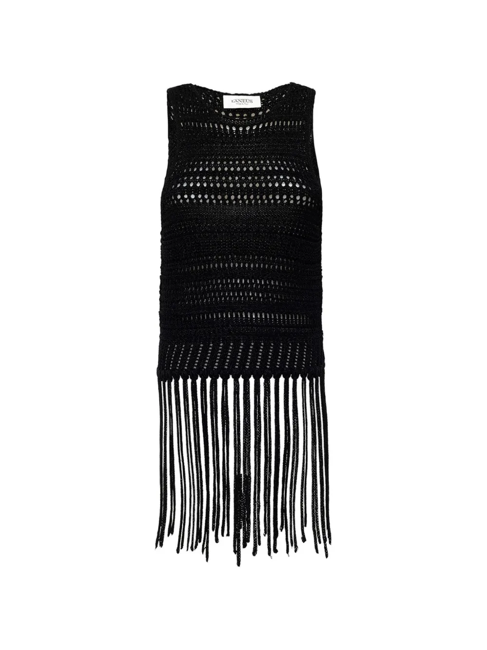 Laneus fringed knitted top - Nero