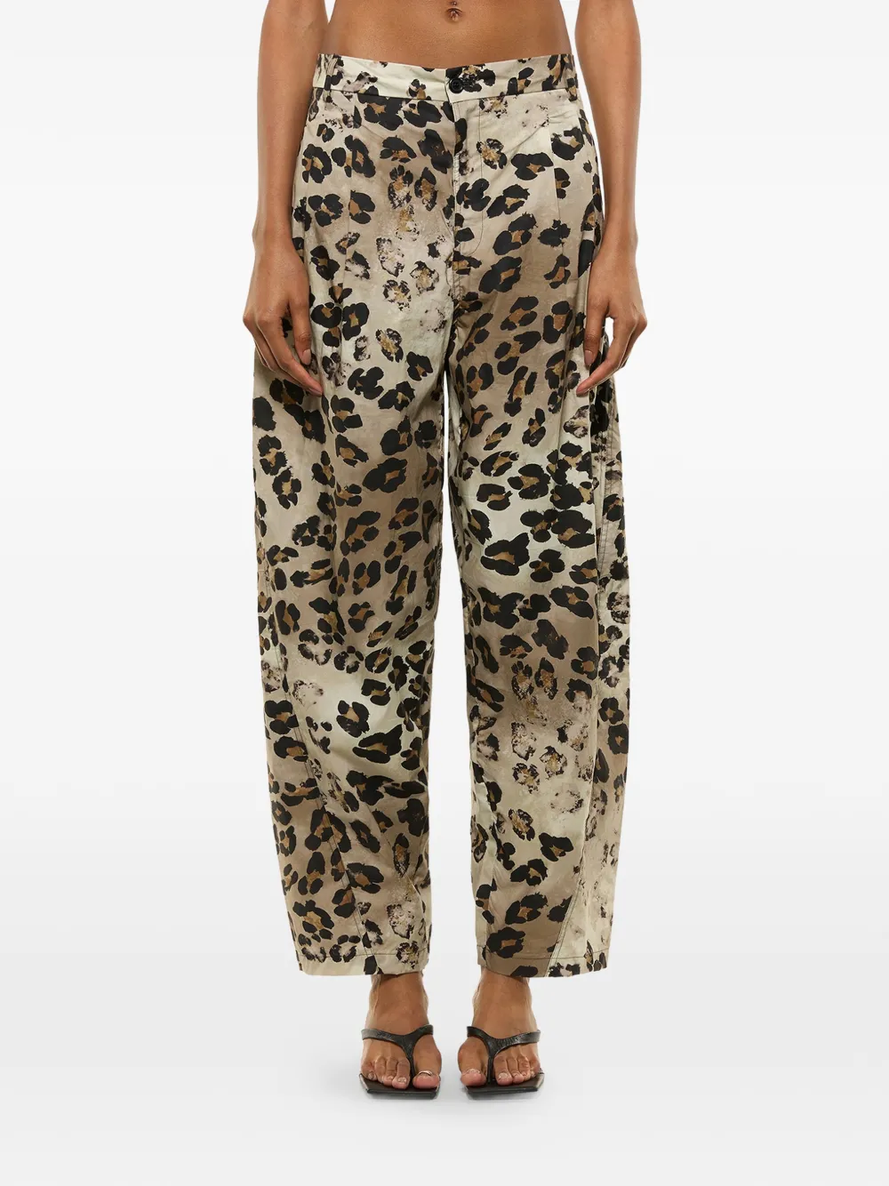Laneus Broek met luipaardprint Beige