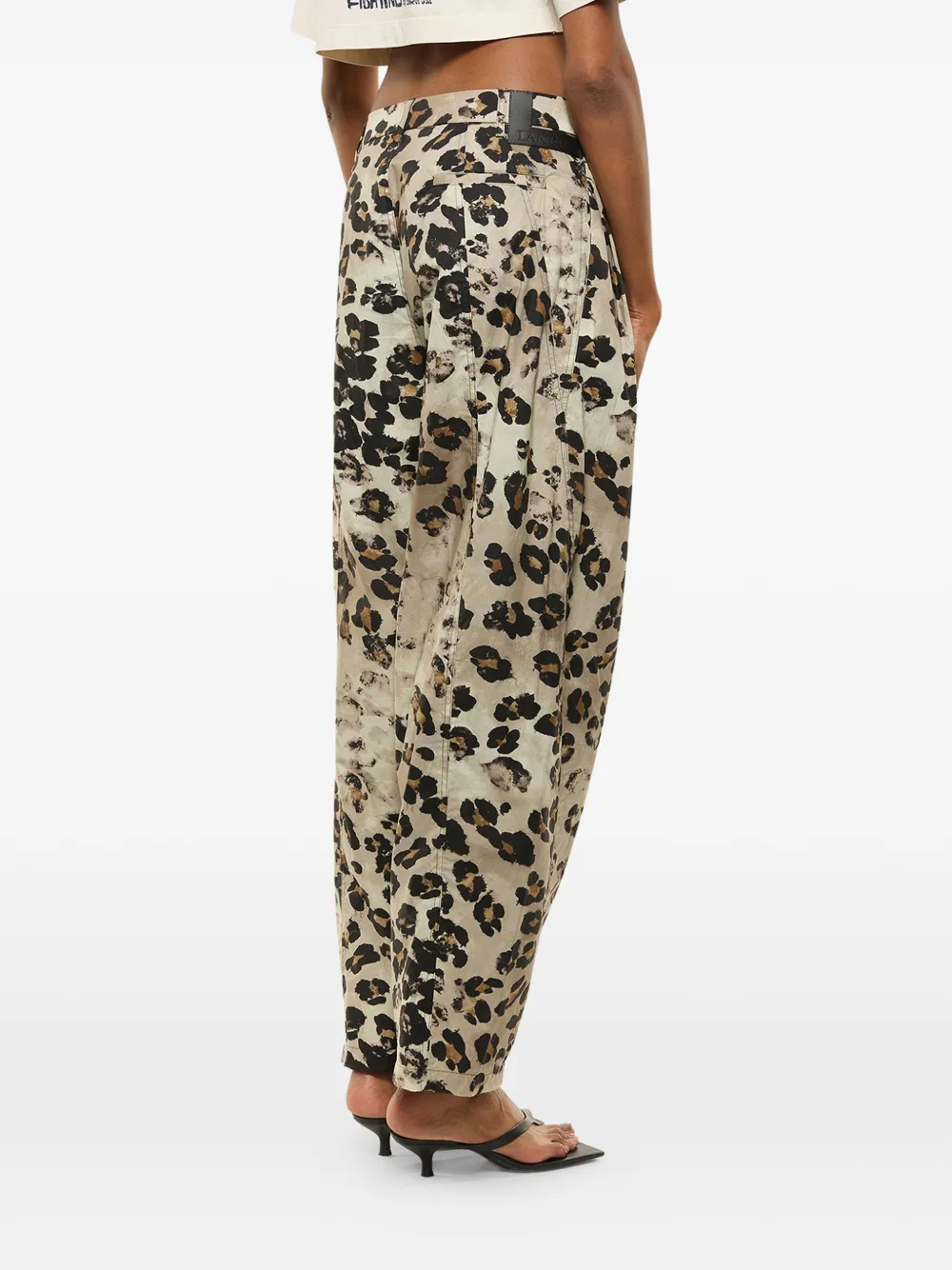 Laneus Broek met luipaardprint Beige