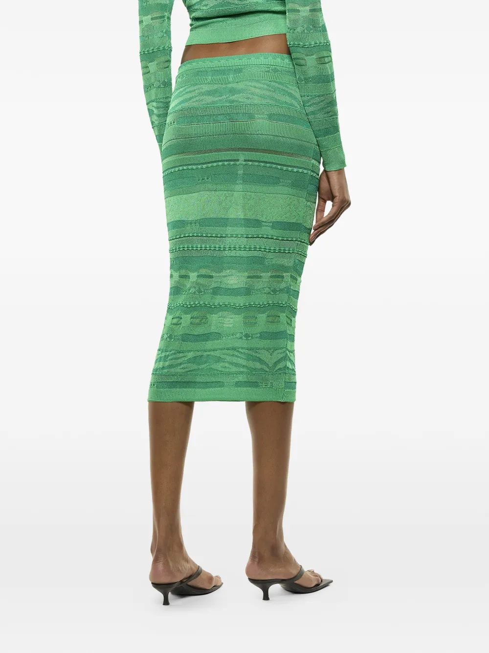  Laneus Knit Midi Skirt - Green 
