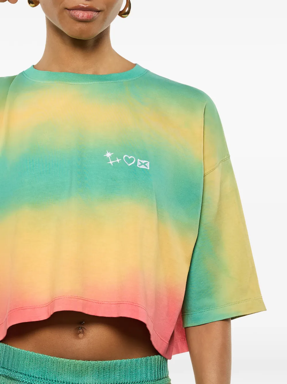 Laneus T-shirt met tie-dye print Groen