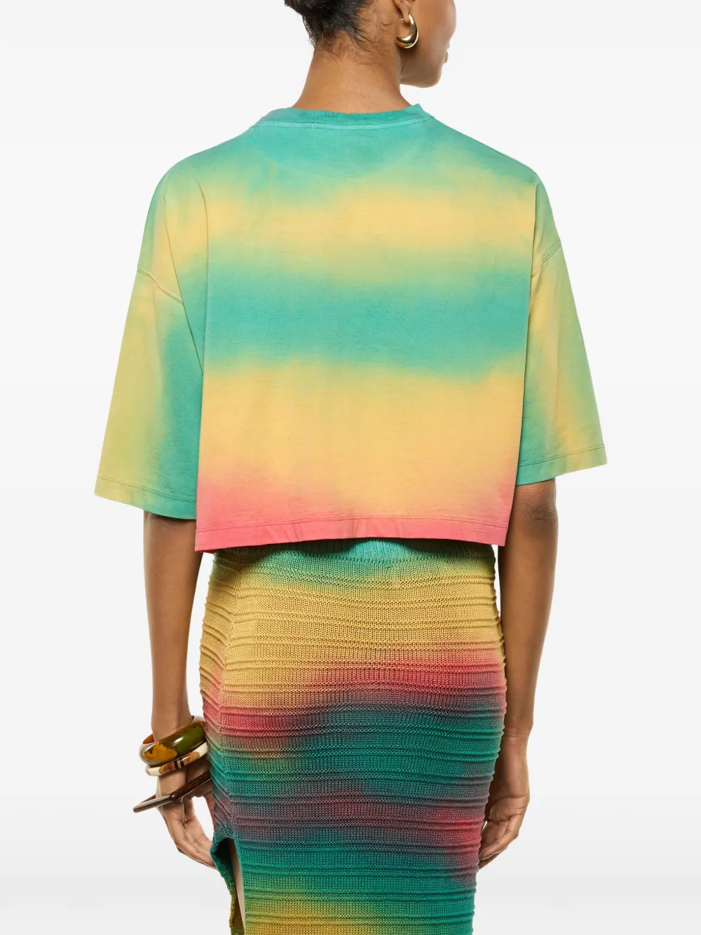  Laneus Tie-dye Cropped T-shirt - Green 
