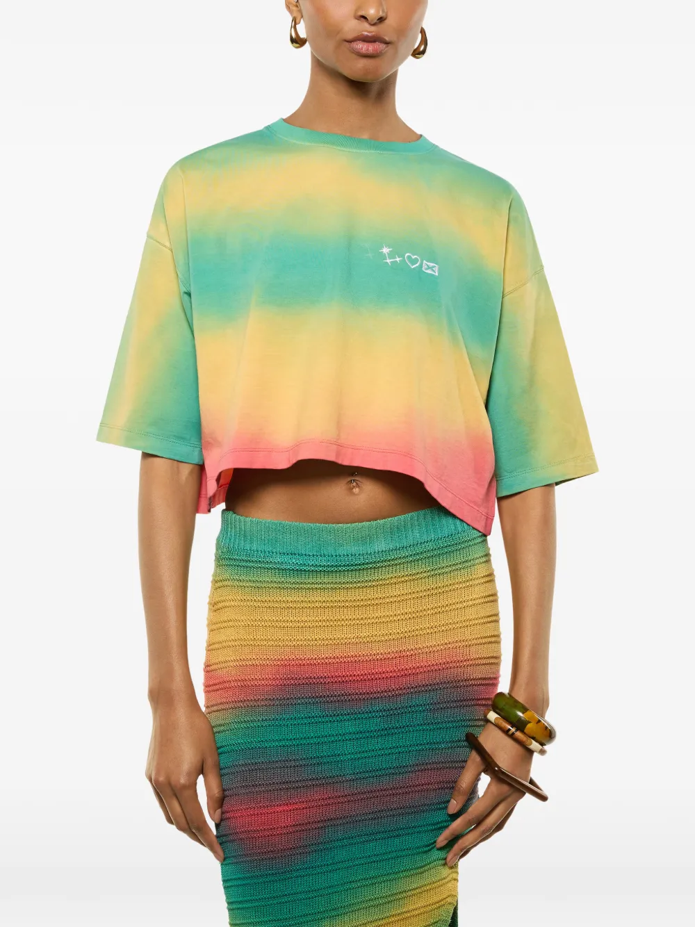 Laneus tie-dye cropped T-shirt - Verde