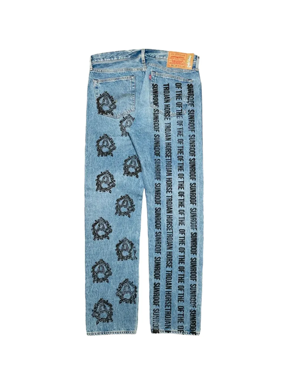 Denim Tears x Levi's x Virgil Abloh Sunroof of the Trojan Horse jeans Blauw