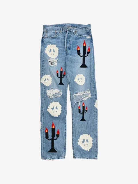 Denim Tears x Levi's x Virgil Abloh 501  Message in a Tear jeans