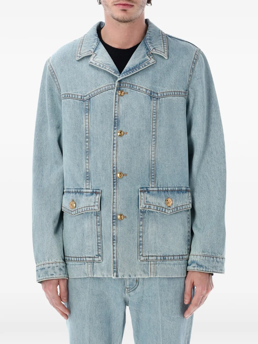 Valentino Garavani flap-pocket denim jacket - Blu
