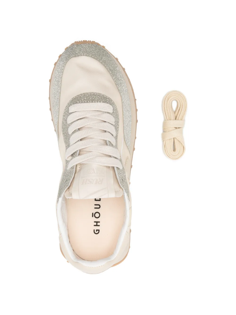 GHŌUD Rush sneakers met glittervlakken Beige