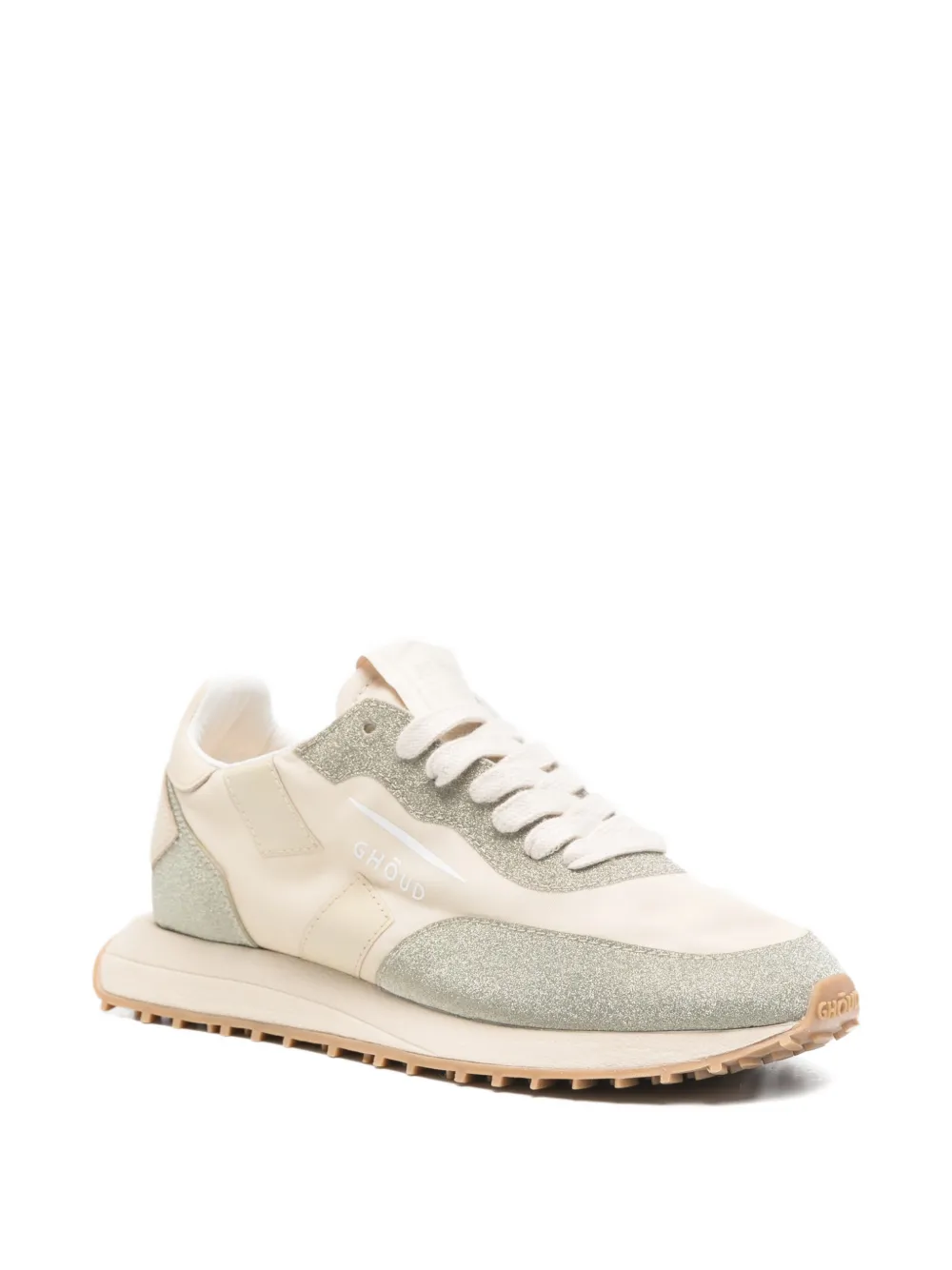 GHŌUD Rush sneakers met glittervlakken Beige