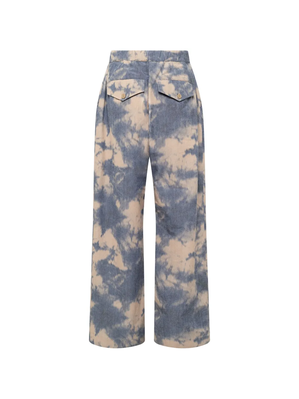 Laneus Broek met elastische tailleband en tie-dye print Blauw