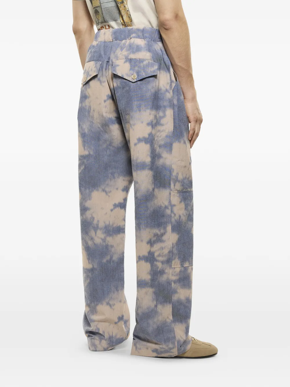  Laneus Tie-dye Elasticated-waistband Trousers - Blue 