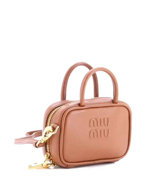 Miu Miu Pre-Owned Beau Top Handle Bag Leather Micro Crossbody Bag