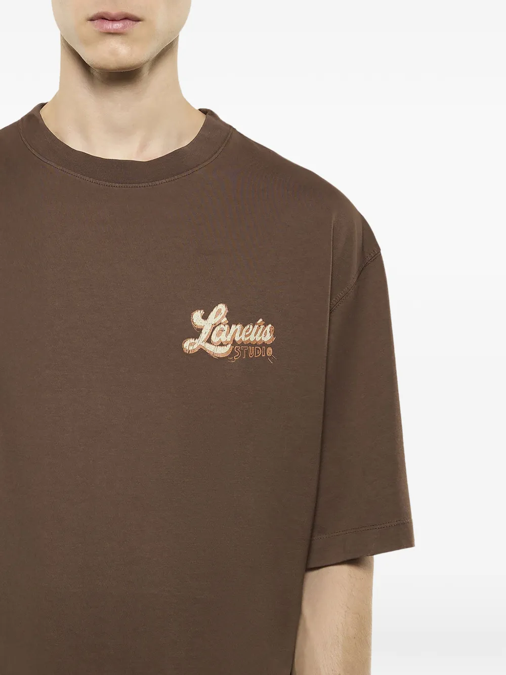 Laneus T-shirt met logoprint Bruin