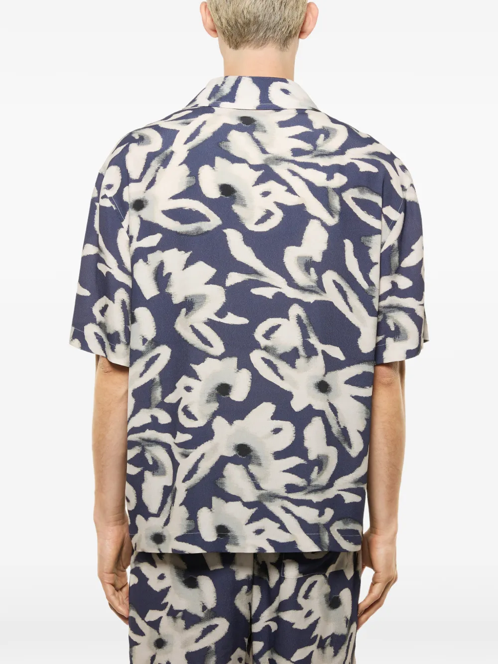 Laneus Overhemd met bloemenprint Blauw
