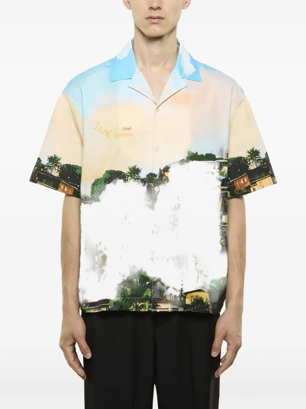  Laneus Graphic-print Short-sleeve Shirt - Green 