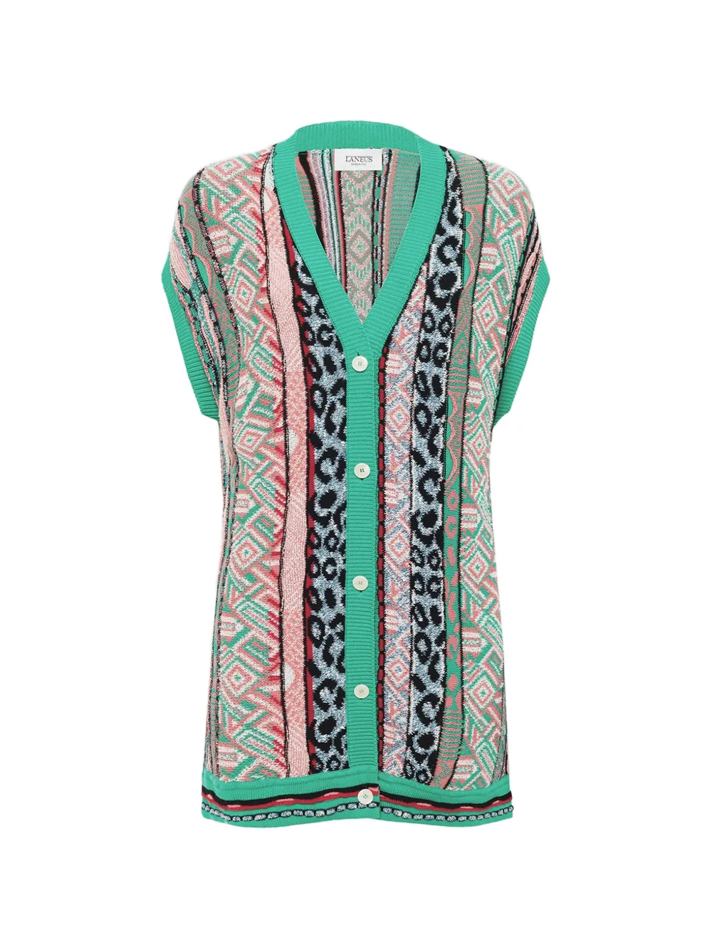 Laneus patterned V-neck cardigan - Verde