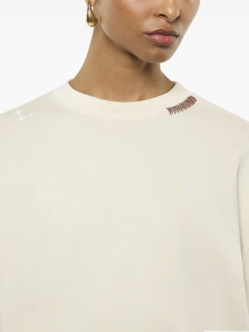 Crew-Neck Stitched Sweatshirt