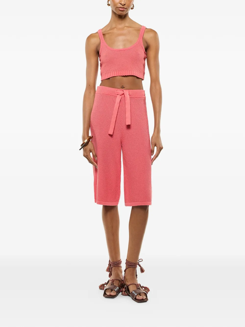  Laneus Knitted Cropped Top - Pink 