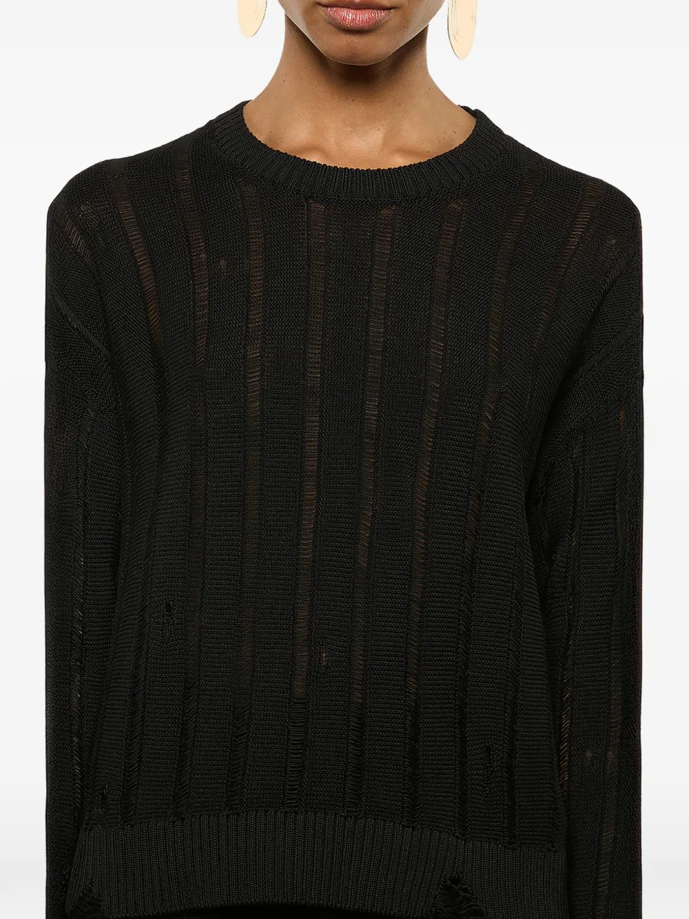 Distressed Crew-Neck Sweater