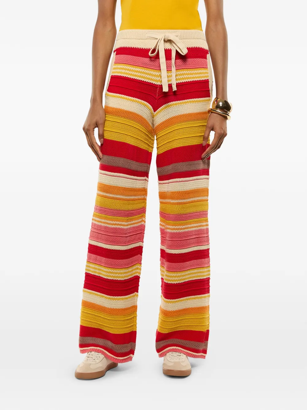  Laneus Striped Drawstring Trousers - Red 