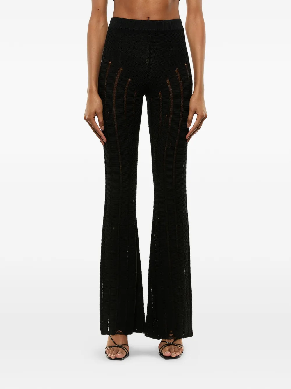  Laneus Knitted Flared Trousers - Black 