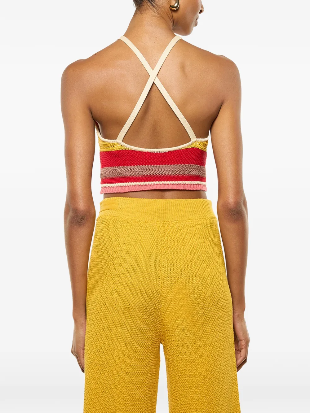  Laneus Striped Knitted Tank Top - Red 