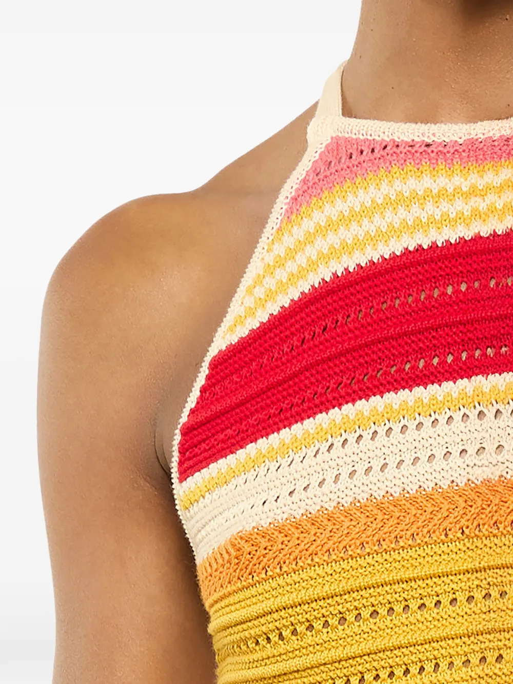  Laneus Striped Knitted Tank Top - Red 