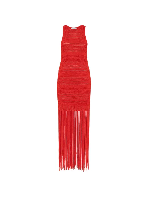 Laneus Knitted Maxi Dress | Red