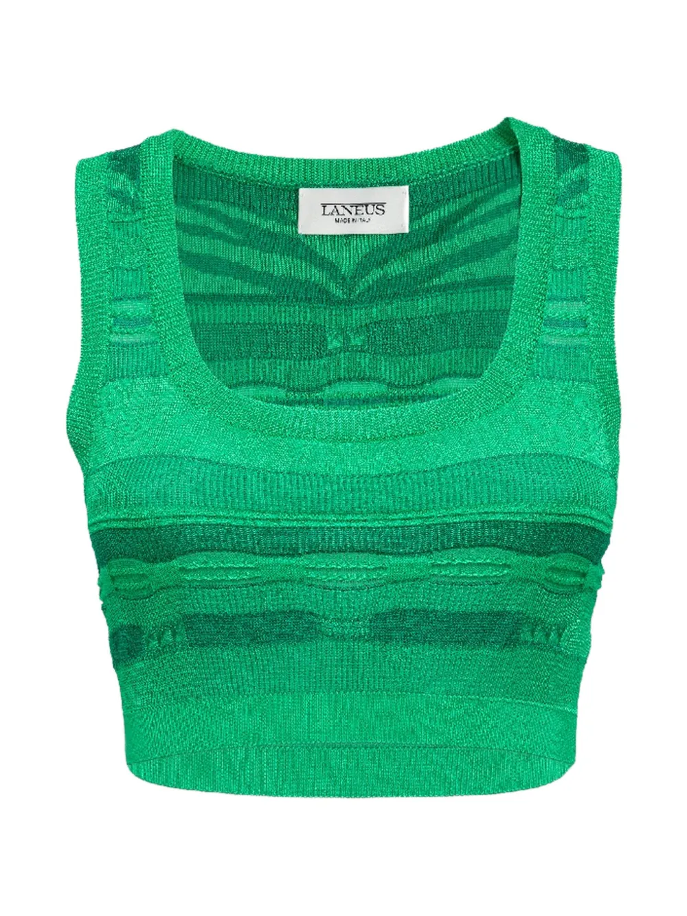 Laneus Knitted Cropped Tank Top In Green