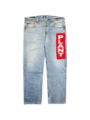 Denim Tears x Levi's 501 Wreath Logo Jeans | White | FARFETCH SG