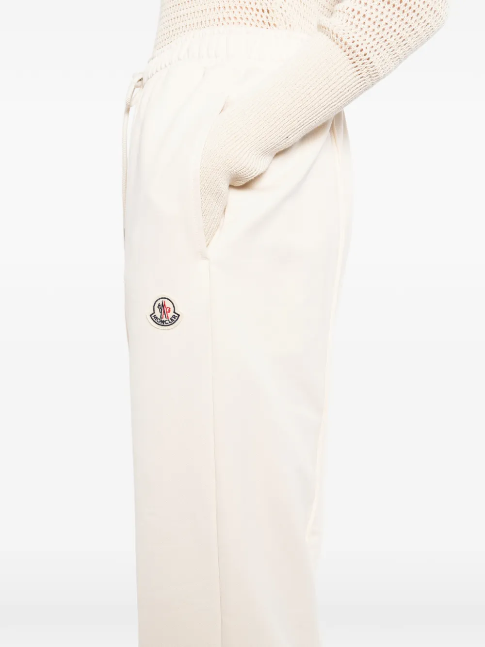 Moncler Straight broek met logopatch Beige
