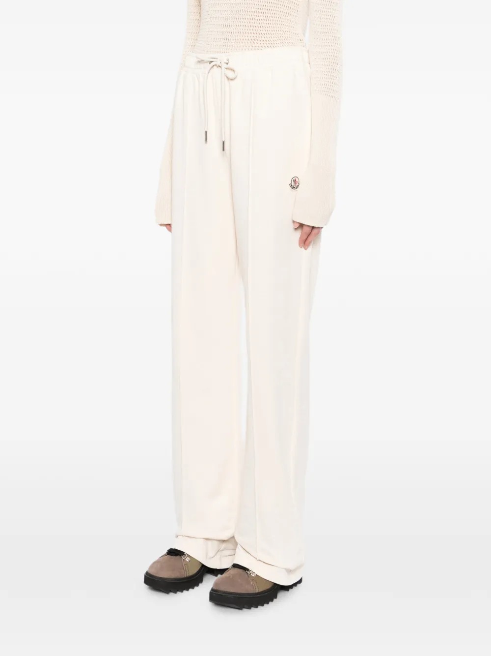 Moncler Straight broek met logopatch Beige